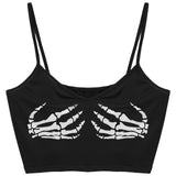 Alternatives Crop Top mit Skeletthand-Print für Goth & E-Girl Style