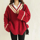 Korean V-neck Sweater Cozy Thick Winter Style
