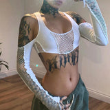 2000s Sexy Off Shoulder Crop Top Long Sleeve