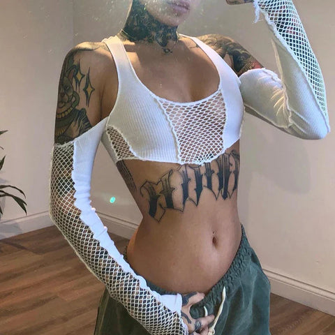 2000s Sexy Off Shoulder Crop Top Long Sleeve