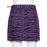 Lila High-Waist Minirock im Zebra-Look: E-Girl Punk Grunge Style