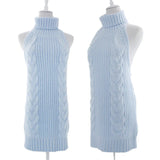 ashion Virgin Killer Sweater Korean Off Shoulder Knitting Womens Sweaters Turtleneck Backless Sexy Pullovers