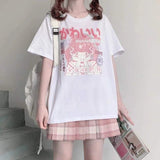 T-Shirt egirl japanischen Stil rosa und weiß