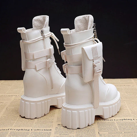Y3K White High Platform Boots Ankle Boots