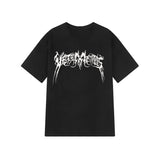 Gothic T-Shirt with Net Sleeves and Edgy Accessory