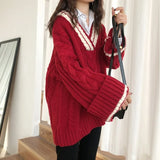 Korean V-neck Sweater Cozy Thick Winter Style