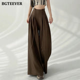 Wide High-Waist Soft-Girl Pants with Pockets for Spring/Summer