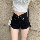 E-Girl Style High-Waisted Shorts with Zipper