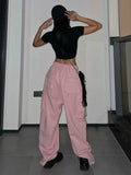 Pink Y2K Cargo Pants in K-Pop Style for Trendy Women