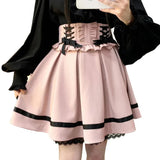 Gothic Lolita Rock with Lace and Lacing in Pink