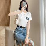 Soft-Girl Patchwork Maxi Jeans Skirt with Zipper