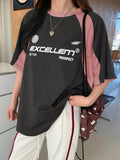 Oversized Y2k T-Shirt with Contrast Colors and Letter Print