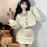 Korean 3 Piece Sets for Women Hooded Long Sleeve Sweatshirts