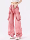 Pink Cargo Jeans Y2K Oversize Women