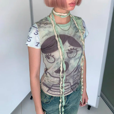 Grunge Aesthetic Mesh Tops and Cyber Graphics