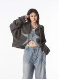 Y2K Star Cardigan for Women Cropped and Oversized