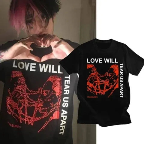 Lil Peep e-girl Tee-shirt 'Love Will Tear Us Apart' in Black