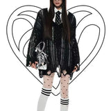 Loch pattern grey pullover semi transparent with off-shoulder cut