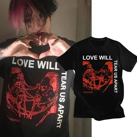 Lil Peep e-girl Tee-shirt 'Love Will Tear Us Apart' in Black