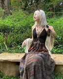 Vintage Boho Maxirock mit elastischem Bund und Rüschensaum