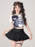 Kawaii Mini Dress for Women Sweet Ruffle Shirt in Fairycore Style