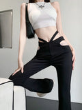 E girl Rhinestone-Studded Low Rise Denim Flared Pants