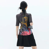 Creative Cyber y2k Print T-Shirt in Tie-Dye Style