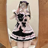 Kawaii Gothic Lolita Dress Black-Pink Maid