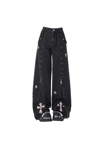 Black Gothic Jeans with 90s Aesthetic
