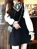 Gothic-Lolita school dress in kawaii style with two-piece look