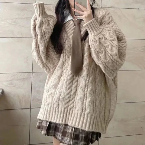 Cozy Oversized Knit Sweater in Harajuku Style for Fall/Winter