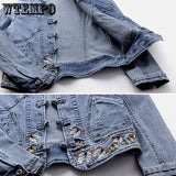 Denim jacket with Chinoiserie embroidery Alternative fashion for E-Girl