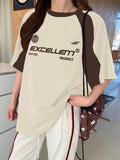 Oversized Y2k T-Shirt with Contrast Colors and Letter Print