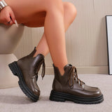 Stylish brown ankle boots for women Autumn/Winter platform-lace-u