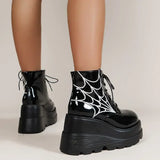 Gothic Spider Print Ankle Boots with High Heels