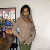 Fransen Hoodie and Y2K Cami Top for Trendy Women