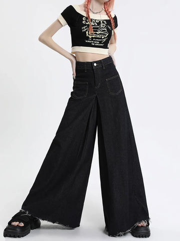 Oversized Jeans in Goth & E-Girl Style High Waist with Wide Leg