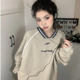 Oversized beige Sweatshirt for Women Korean Fashion