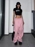 Pink Y2K Cargo Pants in K-Pop Style for Trendy Women