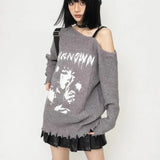 「UNKNOWN」プリント入りの丈夫なオーバーサイズセーター