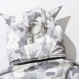 Y2K Hooded Jacket with Devil Horns Camouflage