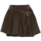 チェック柄とフリルスカートのレトロなツーピース甘くてエレガント