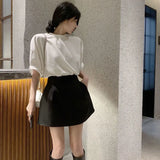 Light White Mini Skirt for Women Streetwear in Korean Style for a Casual Look