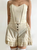 Charming High-Waist Shorts in Indie Style with Ruffles