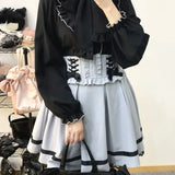 Gothic Lolita Rock with Lace and Lacing in Pink