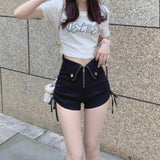 E-Girl Style High-Waisted Shorts with Zipper