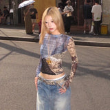 Patchwork Mesh Top in Trashy 2000s Style