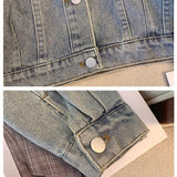 カジュアルなラペルカラーのソフトガールスタイルのデニムジャケット