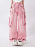 Pink Cargo Jeans Y2K Oversize Women