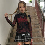 Gothic Tattoo Print T-Shirt for Alternative in Ro